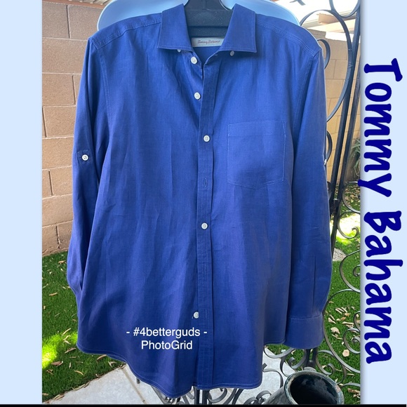 Tommy Bahama Deep Royal Blue 100% Linen Mens Long Sleeve Button Up Shirt Size M - Picture 16 of 16